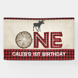 Lumberjack 1st Birthday Banner - Moose
