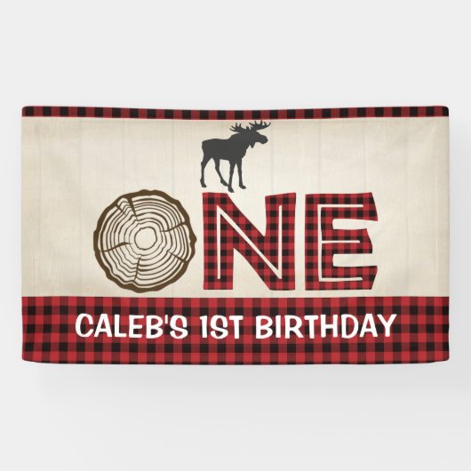Lumberjack 1st Birthday Banner - Moose (Horizontaal)