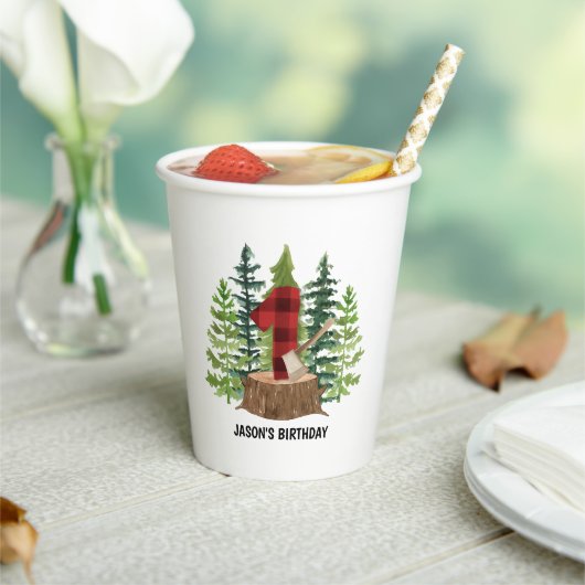 Lumberjack 1st Birthday Buffalo Play Papieren Bekers (Insitu)