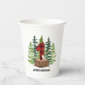 Lumberjack 1st Birthday Buffalo Play Papieren Bekers (Voorkant)