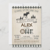 Lumberjack 1st Birthday Invitation - Moose - White Kaart (Voorkant)