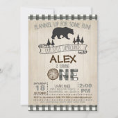 Lumberjack 1st Birthday Invitation - White/Beer Kaart (Voorkant)