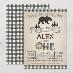 Lumberjack 1st Birthday Invitation - White/Beer Kaart