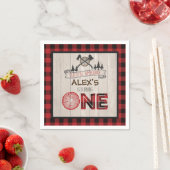 Lumberjack 1st Birthday Napkin - As RED Servet (Insitu)