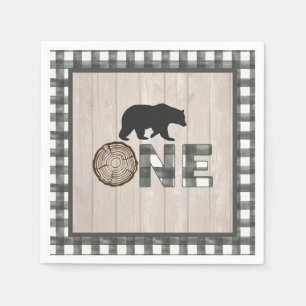 Lumberjack 1st Birthday Napkin - Beer White ONE Servet