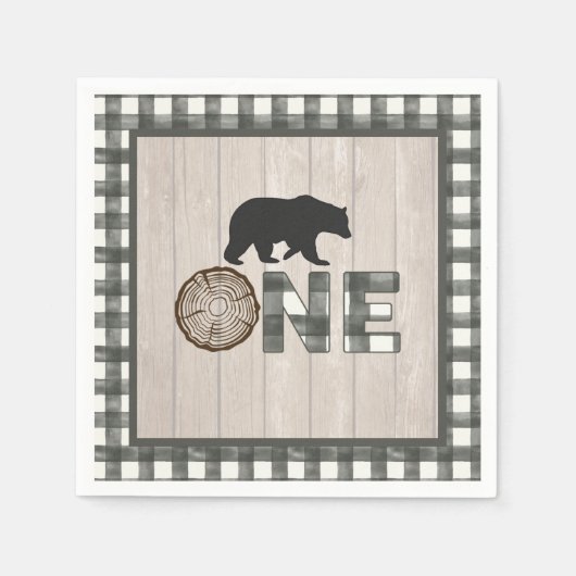Lumberjack 1st Birthday Napkin - Beer White ONE Servet (Voorkant)