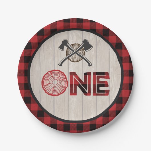 Lumberjack 1st Birthday Paper Bord - As ONE Red (Voorkant)