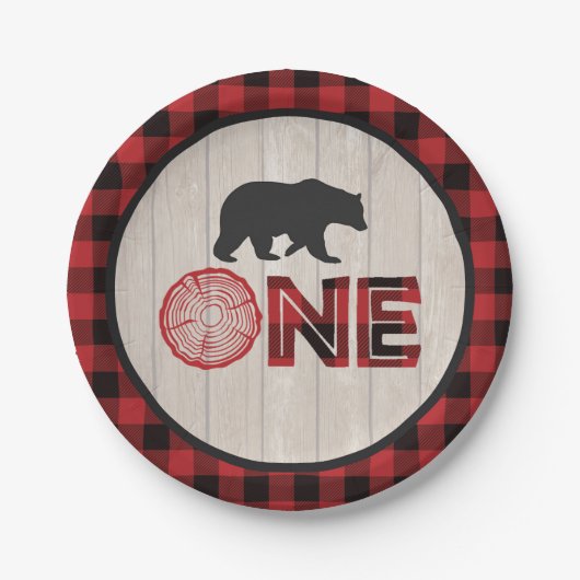 Lumberjack 1st Birthday Paper Bord - Beer ONE Red (Voorkant)