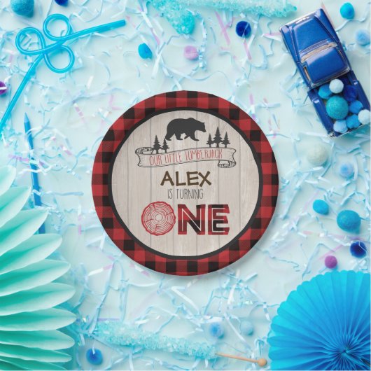 Lumberjack 1st Birthday Paper Bord - Beer rood (Feest)