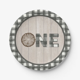 Lumberjack 1st Birthday Paper Bord - ONE White