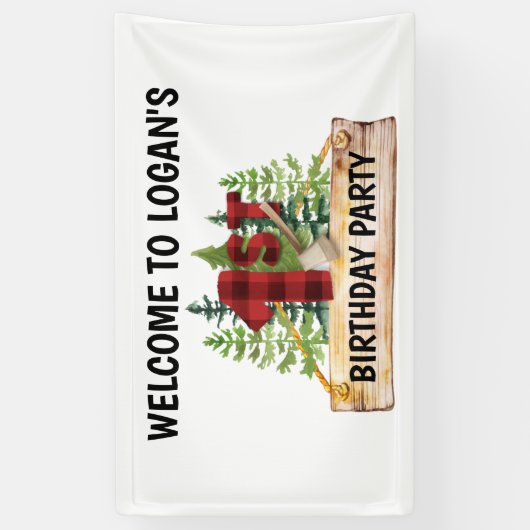 Lumberjack 1st Birthday Welcome Party Spandoek (Verticaal)