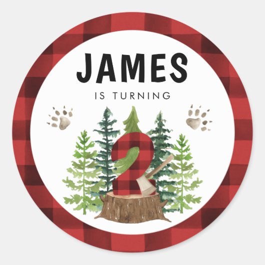 Lumberjack 2de Birthday Buffalo Play Ronde Sticker (Voorkant)