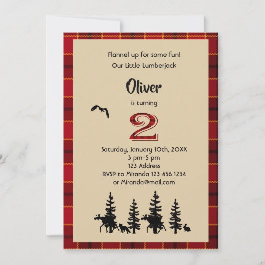 Lumberjack 2e verjaardag kaart (Voorkant)