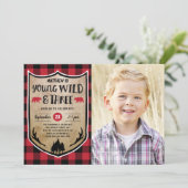 Lumberjack 3e verjaardagsfeest foto kaart (Staand voorkant)