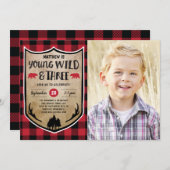 Lumberjack 3e verjaardagsfeest foto kaart (Voorkant / Achterkant)