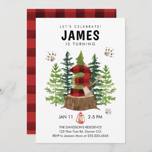 Lumberjack 3rd Birthday Buffalo Plays Kaart (Voorkant / Achterkant)