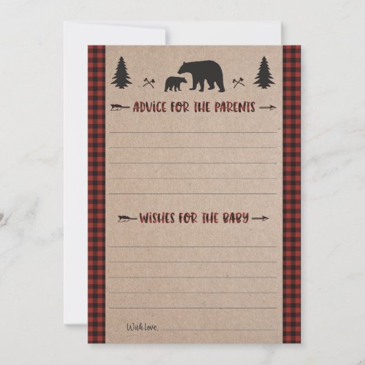 Lumberjack Advice en wenst Baby shower Card Kaart (Voorkant)
