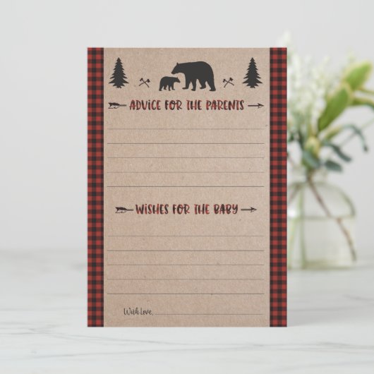 Lumberjack Advice en wenst Baby shower Card Kaart (Staand voorkant)