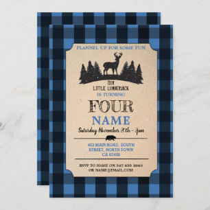 Lumberjack ANY LEEFTIENE BURG Blue Flannel Invite Kaart