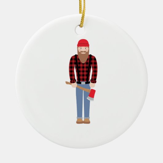 Lumberjack Ax Keramisch Ornament (Voorkant)