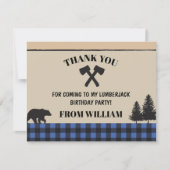 Lumberjack Axe Check Verjaardagsfeest Dank u kaart (Voorkant)