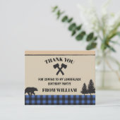 Lumberjack Axe Check Verjaardagsfeest Dank u kaart (Staand voorkant)