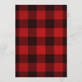 Lumberjack Baby Naam Douche Game Rood Plaid Programmakaart (Achterkant)