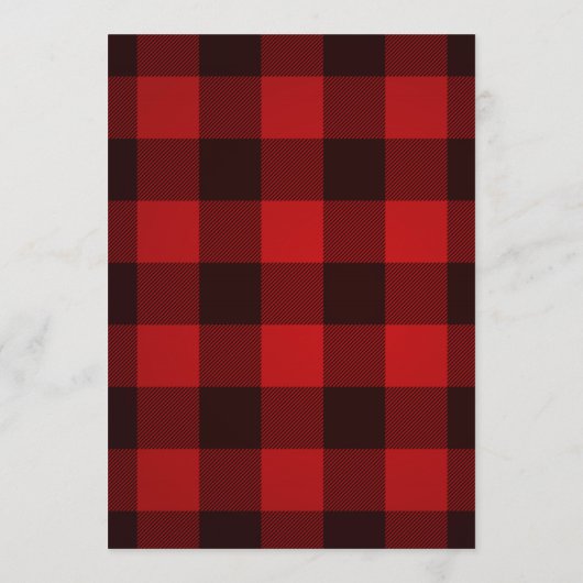Lumberjack Baby Naam Douche Game Rood Plaid Programmakaart (Achterkant)