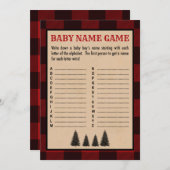 Lumberjack Baby Naam Douche Game Rood Plaid Programmakaart (Voorkant / Achterkant)