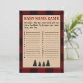 Lumberjack Baby Naam Douche Game Rood Plaid Programmakaart (Staand voorkant)
