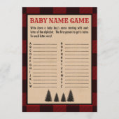 Lumberjack Baby Naam Douche Game Rood Plaid Programmakaart (Voorkant)