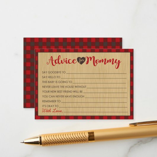 Lumberjack Baby shower Advies voor mama Kaarten (Voorkant / Achterkant in situ)
