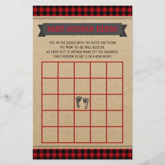 Lumberjack Baby shower Bingo Kaart (Voorkant)