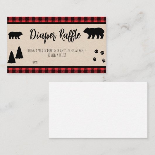 Lumberjack Baby shower - Dappere Raffle Sign Visitekaartje (Voorkant / Achterkant)