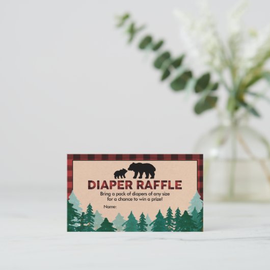 Lumberjack Baby shower Diaper Raffle Visitekaartje (Staand voorkant)