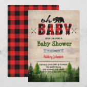Lumberjack baby shower feestuitnodiging kaart (Voorkant / Achterkant)