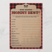 Lumberjack Baby shower Game die mama het beste ken (Voorkant)