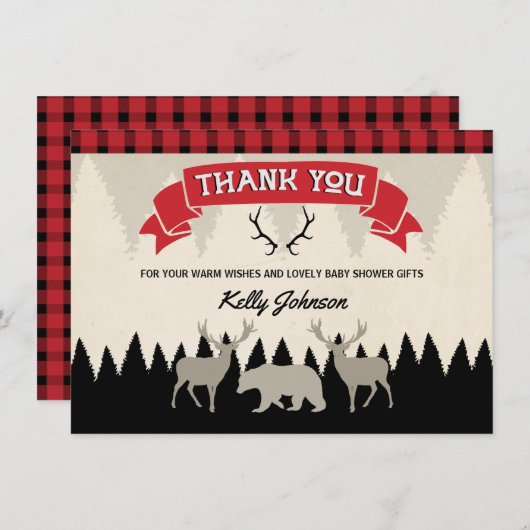 Lumberjack Baby shower Hartelijk dank Bedankkaart (Voorkant / Achterkant)