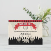 Lumberjack Baby shower Hartelijk dank Bedankkaart (Staand voorkant)