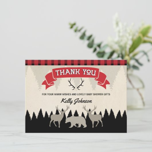 Lumberjack Baby shower Hartelijk dank Bedankkaart (Staand voorkant)