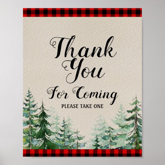 Lumberjack Baby shower Hartelijk dank voor uw koms Poster (Voorkant)