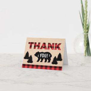 Lumberjack Baby shower ingevuld Hartelijk dank Bedankkaart