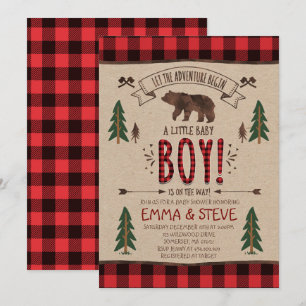 Lumberjack Baby shower Invitation Lumberjack Party Kaart