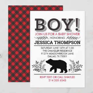 Lumberjack Baby shower Kaart
