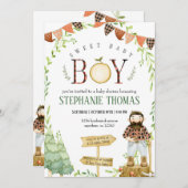 Lumberjack Baby shower Kaart (Voorkant / Achterkant)