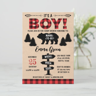 Lumberjack Baby shower Kaart