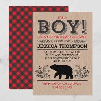 Lumberjack Baby shower Kaart