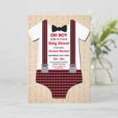 Lumberjack Baby shower Oh Boy Red Check Kaart (Staand voorkant)