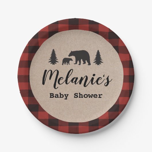 Lumberjack Baby shower Papieren Bord (Voorkant)