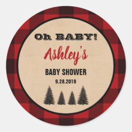 Lumberjack Baby shower Round Favor Stickers Pset